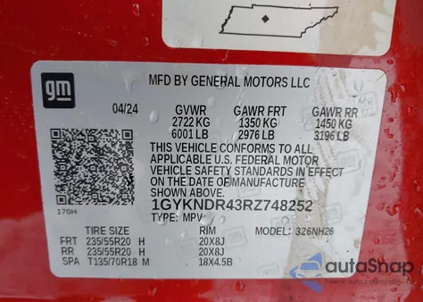 2024 Cadillac Xt5 Awd Premium Luxury из США, поврежденный, VIN 1GYKNDR43RZ748252